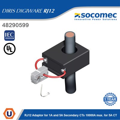 Socomec RJ12 Adaptor for 1A and 5A Secondary CTs 10000A max. for 5A CT | 48290599