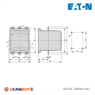 EATON Contactor,380 V 400 V 355 kW,2 N/O, 2 N/C,RA 250:110 - 250 V 40- 60 Hz Operation,Screw Connection | DILM650/22(RA250)