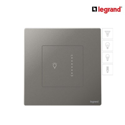 Legrand ดิมเมอร์แบบสัมผัส (สำหรับหลอด LED) 300 W สีเทาดำ 1G 300W Touch Sliding Dimmer | Mallia Senses | 281286DS