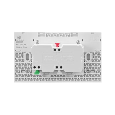 Schneider Electric ชุดเต้ารับคู่ 3 ขา พร้อมม่านนิรภัยและสวิตช์ควบคุม ประกอบสำเร็จรูป | สีขาว | AvatarOn A | M3T_SIS_WE
