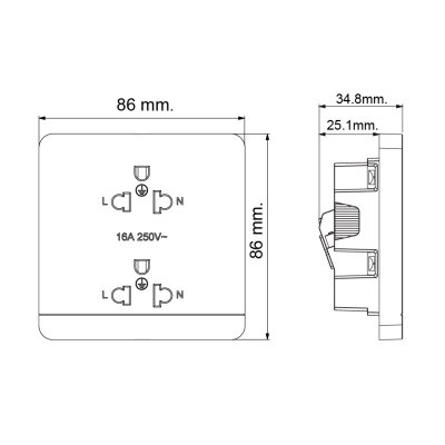 Schneider เต้ารับคู่มีกราวด์ มีม่านนิรภัย ปลั๊กไฟ Socket สีขาว รุ่น AvatarOn E รหัส E83426UES2_WE