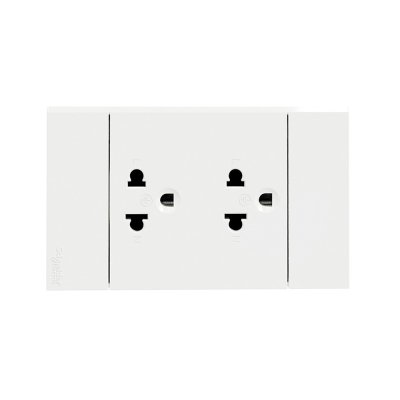 Schneider Electric ชุดเต้ารับคู่ 3 ขา มีม่านนิรภัย สีขาว รุ่น AvatarOn A | A70426UST_WE