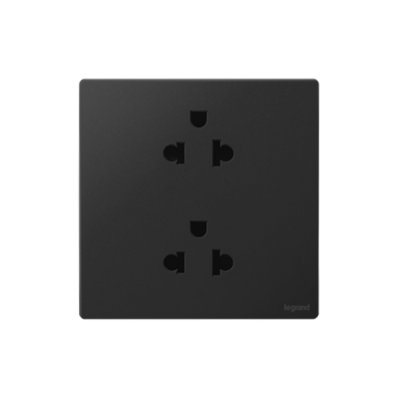 Legrand เต้ารับคู่มีกราวด์ สีดำ 1G EURO-US 16A 2x2P+Earth Socket รุ่นมาเรียเซนต์ | Mallia Senses | Matt Black | 281104MB