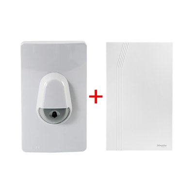 Schneider Electric สวิตช์กดกระดิ่งกันน้ำ IP44 สีเทา + กล่องกระดิ่งสีขาว รุ่นConcept