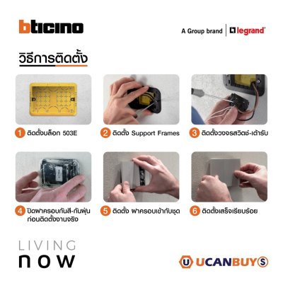 BTicino ชุดเต้ารับคู่กราวน์ พร้อมหน้ากากขนาด 3 ช่อง สีดำ Duplex Socket 16A cover plate black l Living Now