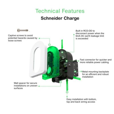Schneider เครื่องชาร์จรถยนต์ไฟฟ้า Charging Station 3P+N, Attached Cable 5m, 11kW, 16A | EVH5A11N2C5