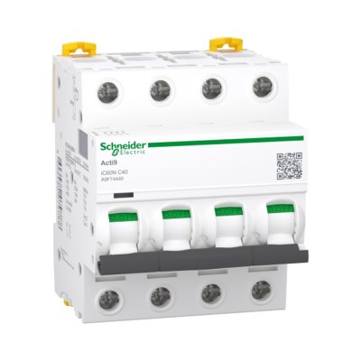 Schneider ชุดเบรกเกอร์ MCB Type AC + Acti9 RCCB ilD Type A สำหรับ EV Charger 22kW, 4P, 40A, 30mA สำหรับไฟ 3เฟส 4สาย
