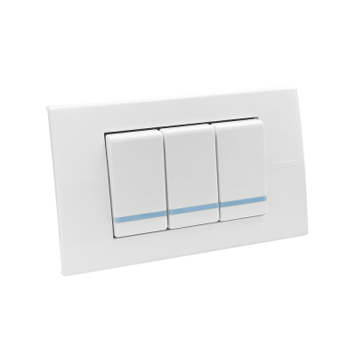 BTicino ชุดสวิตซ์ทางเดียว Size S มีพรายน้ำ พร้อมฝาครอบ 3 ช่อง สีขาว รุ่น มาติกซ์| Matix| AM5001WTLN*3+AM5503N| Ucanbuys