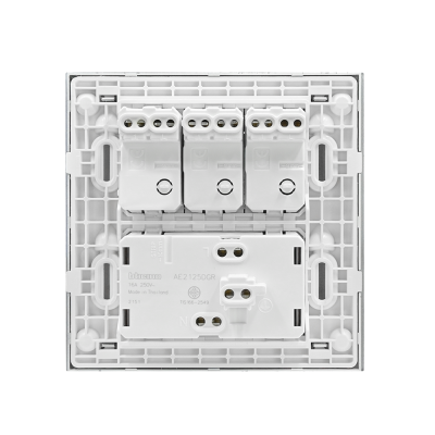BTicino ชุดสวิตช์ทางเดียว + ชุดเต้ารับคู่ 3 ขา สีดำ 1Way Switch + Duplex Socket 16A 250V Black รุ่น Bamboo