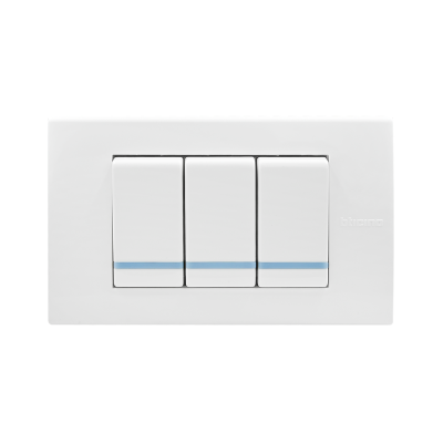 BTicino ชุดสวิตซ์ทางเดียว Size S มีพรายน้ำ พร้อมฝาครอบ 3 ช่อง สีขาว รุ่น มาติกซ์| Matix| AM5001WTLN*3+AM5503N| Ucanbuys