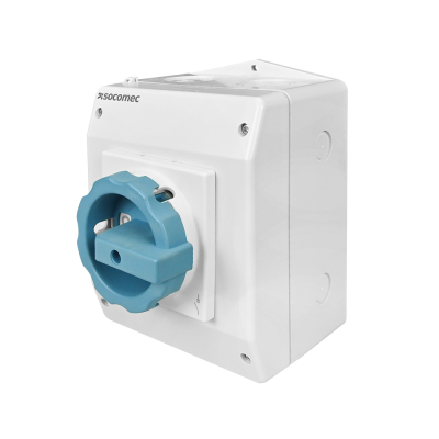 Socomec Load Break Switch COMO 3P 63A Enclosed Grey/Blue Handle | 21153306 | Socomec