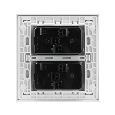 BTicino ชุดเต้ารับคู่ 3 ขา มีม่านนิรภัย พร้อมฝาครอบ 6 ช่อง สีเงิน | Matix | AA5526N+AA5025DWT+AA5025DWT