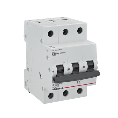 BTicino เซอร์กิตเบรกเกอร์ (MCB)ลูกย่อยชนิด 3โพล 20 แอมป์ 6kA(แบบเกาะราง)BTDIN Branch Breaker (MCB) 3P,20A 6kA| FN83CEW20