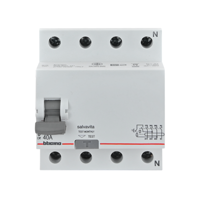 BTicino เมนเซอร์กิตเบรกเกอร์ป้องกันไฟรั่ว/ไฟดูด (RCD) ชนิด 4โพล 40แอมป์ 30mA BTDIN (แบบเกาะราง) | GE743AC40 | Ucanbuys