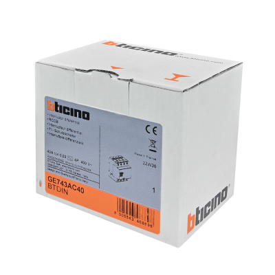 BTicino เมนเซอร์กิตเบรกเกอร์ป้องกันไฟรั่ว/ไฟดูด (RCD) ชนิด 4โพล 40แอมป์ 30mA BTDIN (แบบเกาะราง) | GE743AC40 | Ucanbuys