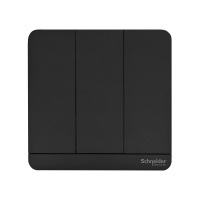 Schneider : ชุดสวิตซ์ทางเดียว 3 ตัว สีดำ รุ่น AvatarOn E, 16AX, 250V, 3 Gang 1 Way Switch, Black : E8333L1_DG_G5