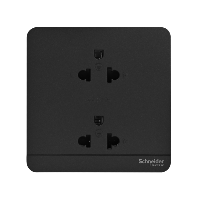Schneider เต้ารับคู่มีกราวด์ มีม่านนิรภัย ปลั๊กไฟ Socket สีดำ รุ่น AvatarOn E รหัส E83426UES2_DG