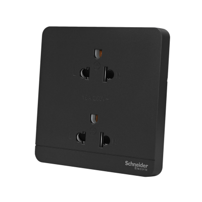 Schneider เต้ารับคู่มีกราวด์ มีม่านนิรภัย ปลั๊กไฟ Socket สีดำ รุ่น AvatarOn E รหัส E83426UES2_DG