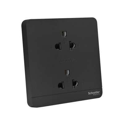 Schneider เต้ารับคู่มีกราวด์ มีม่านนิรภัย ปลั๊กไฟ Socket สีดำ รุ่น AvatarOn E รหัส E83426UES2_DG