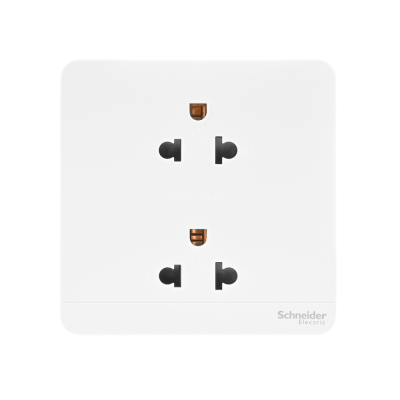 Schneider เต้ารับคู่มีกราวด์ มีม่านนิรภัย ปลั๊กไฟ Socket สีขาว รุ่น AvatarOn E รหัส E83426UES2_WE