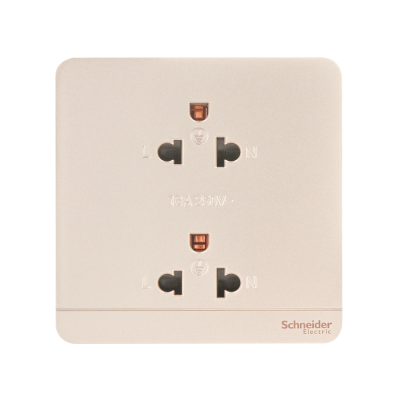 Schneider เต้ารับคู่มีกราวด์ มีม่านนิรภัย ปลั๊กไฟ Socket สีทอง รุ่น AvatarOn E รหัส E83426UES2_WG
