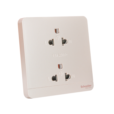Schneider เต้ารับคู่มีกราวด์ มีม่านนิรภัย ปลั๊กไฟ Socket สีทอง รุ่น AvatarOn E รหัส E83426UES2_WG