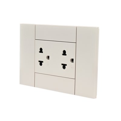 BTicino ชุดเต้ารับคู่กราวน์ พร้อมหน้ากากขนาด 3 ช่อง สีแซนด์ Duplex Socket 16A  cover plate sand l Living Now