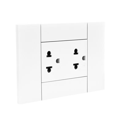 BTicino ชุดเต้ารับคู่กราวน์ พร้อมหน้ากากขนาด 3 ช่อง สีขาว Duplex Socket 16A cover plate white l Living Now