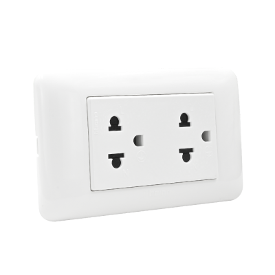 BTicino ชุดเต้ารับไฟฟ้าคู่ 3 ขามีกราวด์+หน้ากากฝาครอบ สีขาว บิทิชิโน่ รุ่น Magic Advance รหัส M9025G+M903/30P