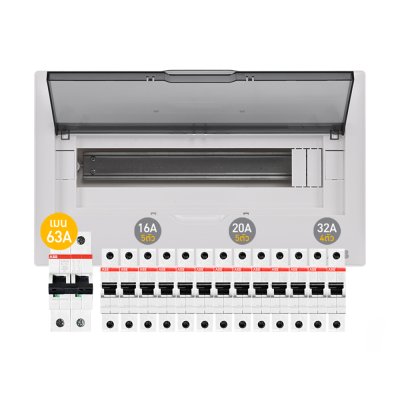 ABB ชุดตู้คอนซูมเมอร์ยูนิต 1เฟส 240V ขนาด16ช่อง เมนเบรกเกอร์ 63A พร้อมลูกย่อย 16A/20A/32A | Ucanbuys