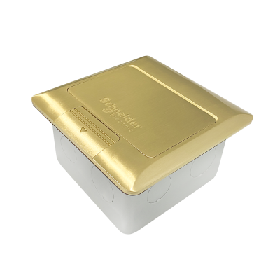 Schneider ชุดเต้ารับฝังพื้นอะลูมิเนียมทองเหลือง พร้อมกล่องฝัง + เต้ารับคู่ 3ขา 3 ช่อง รุ่น S-Flexi E227F_BAS+F1426UEST2M