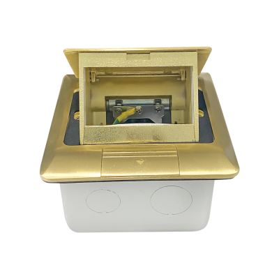 Schneider ชุดเต้ารับฝังพื้นอะลูมิเนียมทองเหลือง พร้อมกล่องฝัง + เต้ารับคู่ 3ขา 3 ช่อง รุ่น S-Flexi E227F_BAS+F1426UEST2M