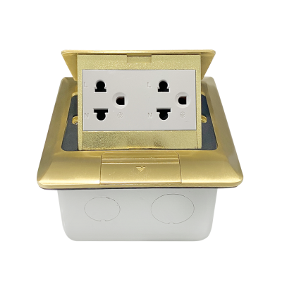 Schneider ชุดเต้ารับฝังพื้นอะลูมิเนียมทองเหลือง พร้อมกล่องฝัง + เต้ารับคู่ 3ขา 3 ช่อง รุ่น S-Flexi E227F_BAS+F1426UEST2M