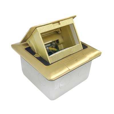 Schneider ชุดเต้ารับฝังพื้นอะลูมิเนียมทองเหลือง พร้อมกล่องฝัง + เต้ารับคู่ 3ขา 3 ช่อง รุ่น S-Flexi E227F_BAS+F1426UEST2M