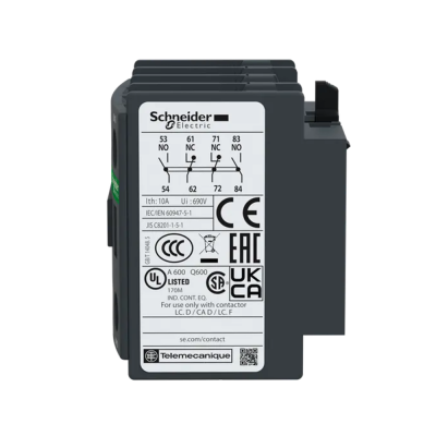 Schneider LADN22 Auxiliary contact block,TeSys D,2NO+2NC,front mounting,screw terminals ขยายช่องสัญญาณการทำงาน
