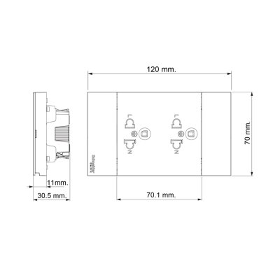 Schneider Electric ชุดเต้ารับคู่ 3 ขา พร้อมม่านนิรภัยและสวิตช์ควบคุม ประกอบสำเร็จรูป | สีขาว | AvatarOn A | M3T_SIS_WE