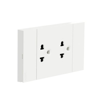 Schneider Electric ชุดเต้ารับคู่ 3 ขา มีม่านนิรภัย สีขาว รุ่น AvatarOn A | A70426UST_WE