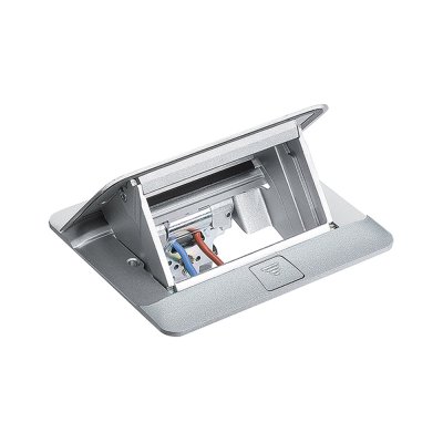 BTicino ชุดเต้ารับฝังพื้นบิทิชิโน่ สีอลูมิเนียมครบชุดพร้อมใช้งาน กล่องฝังพื้น+Pop-up+ปลั๊กคู่มีกราวด์ 150630NA l