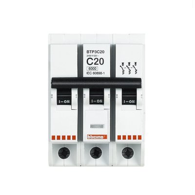 BTicino ลูกย่อยเซอร์กิตเบรกเกอร์ ชนิด 3 โพล 20 แอมป์ 6kA Plug-In Branch Breaker 3P ,20A 6kA รุ่น BTP3C20 | Ucanbuys
