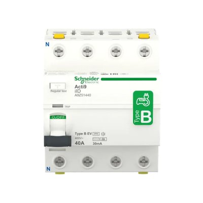 Schneider Electric A9Z51440 EV Charger 4โพล 40 แอมป์ Residual Current Circuit Breaker,Acti9 ilD 4P 40A 30mA Type B,RCCB