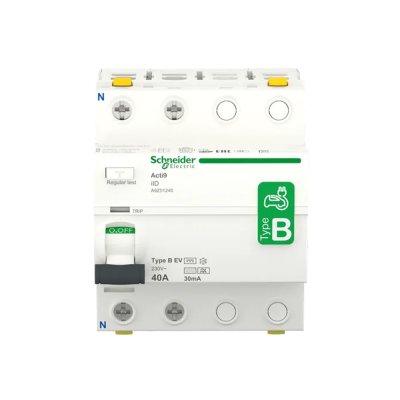 Schneider Electric A9Z51240 EV Charger 2โพล 40 แอมป์ Residual Current Circuit Breaker,Acti9 ilD 2P 40A 30mA Type B, RCCB