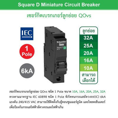 Schneider ชุดตู้โหลดเซ็นเตอร์สแควร์ดีเฟรม 100A ขนาด 18 ช่อง + เมนเบรกเกอร์ 100A, 30kA + ลูกย่อย ขนาด 32A/20A/16A