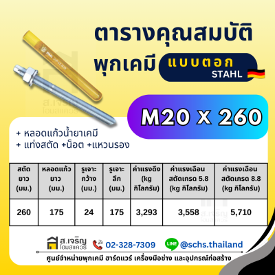 พุกเคมี ยี่ห้อ สตาห์ล (Stahl) แบบตอก (เป็นชุด) ขนาด M20