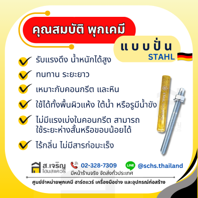 พุกเคมี ยี่ห้อ สตาห์ล (Stahl) แบบปั่น (เป็นชุด) ขนาด M8 – 24