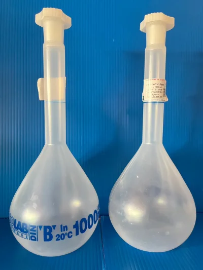 Volumetric flask, PP, size 1000 ml., "Isolab"