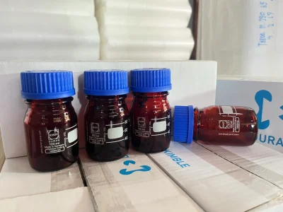 Laboratory Bottle amber, 100 ml, Screw cap,"Duran"