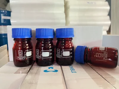 Laboratory Bottle amber, 100 ml, Screw cap,"Duran"