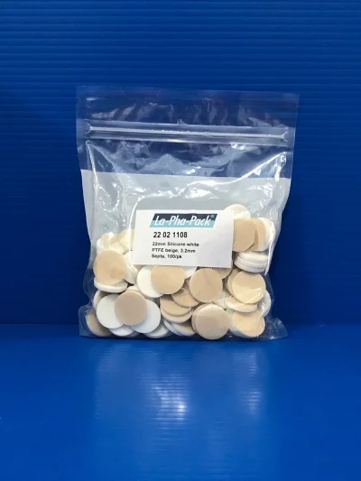 Septa 22 mm silicone white/PTFE,3.2mm "La-Pha-Pack"