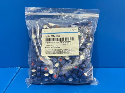 Screw cap blue,PTFE/red Silicone,(500/PK)