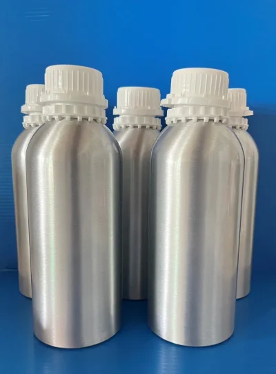 Bottle Aluminium, 1L, ขาวเคลือบเหลืองด้านใน, ทนเคมี ฝาสีขาว